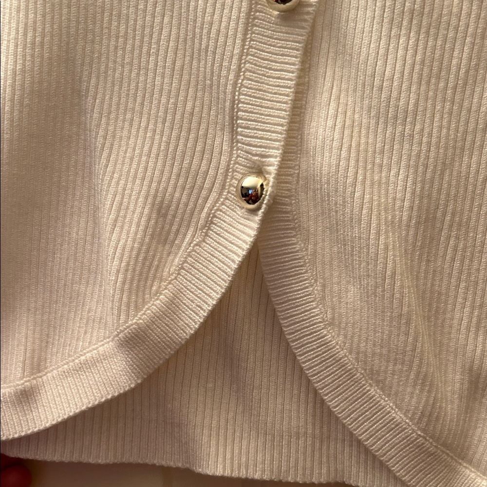 White Ribbed Button-Down Shirt - Picture 4 of 6